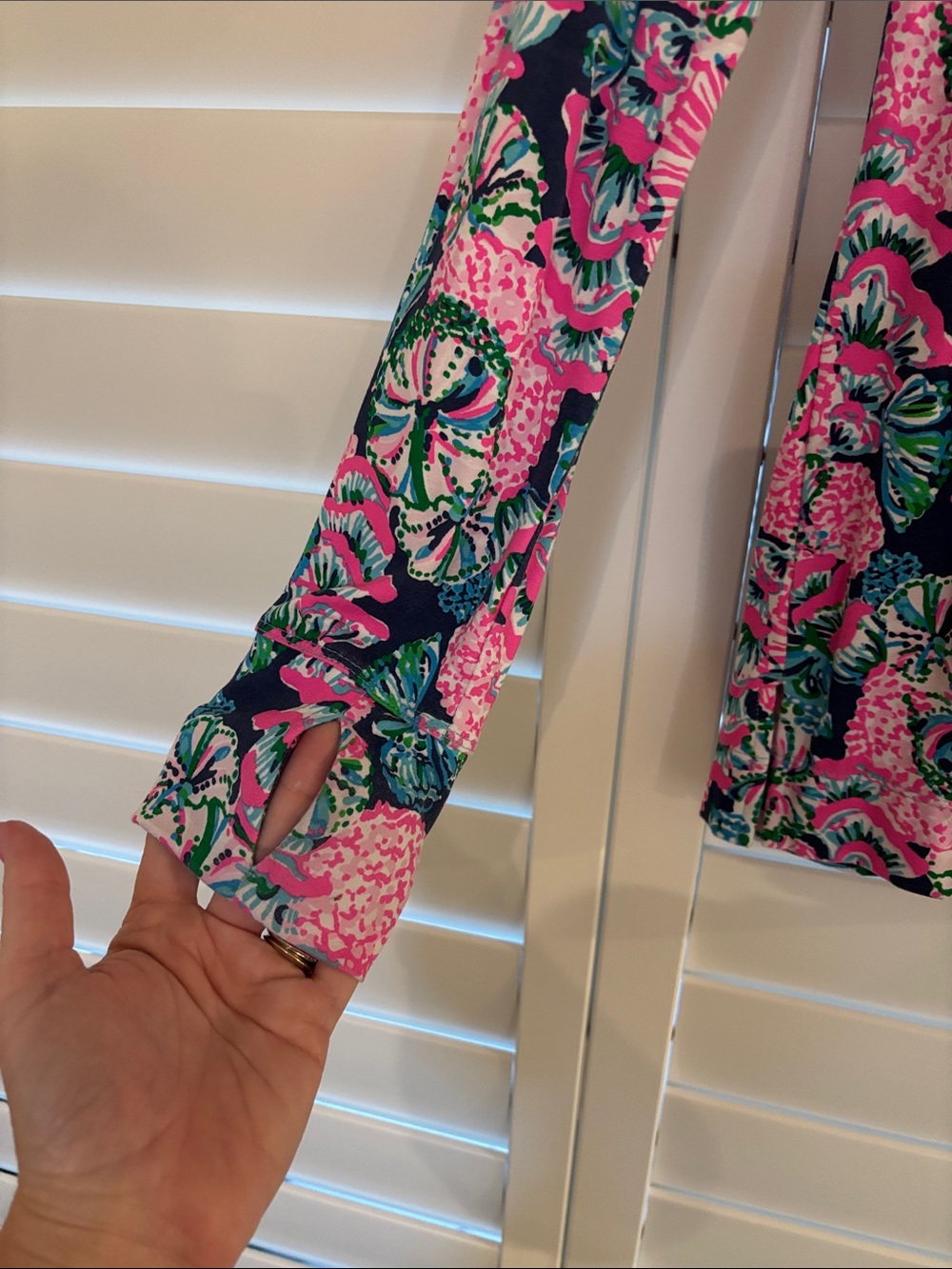 Lilly Pulitzer Pink & Blue Floral V-Neck Tunic - Picture 5 of 9